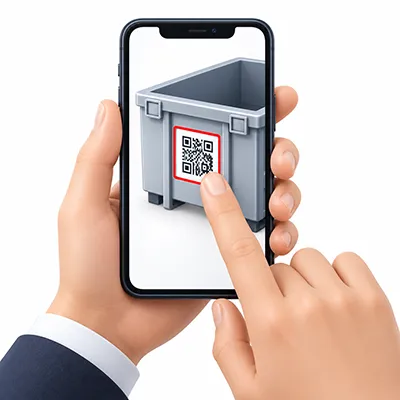 設置したコンテナのQRコードをスマートフォンで読み取る